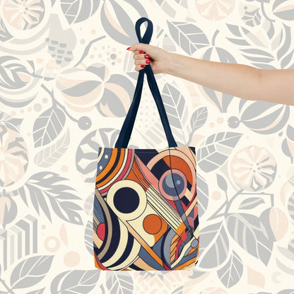 In circles: colorful rainbow tote bag