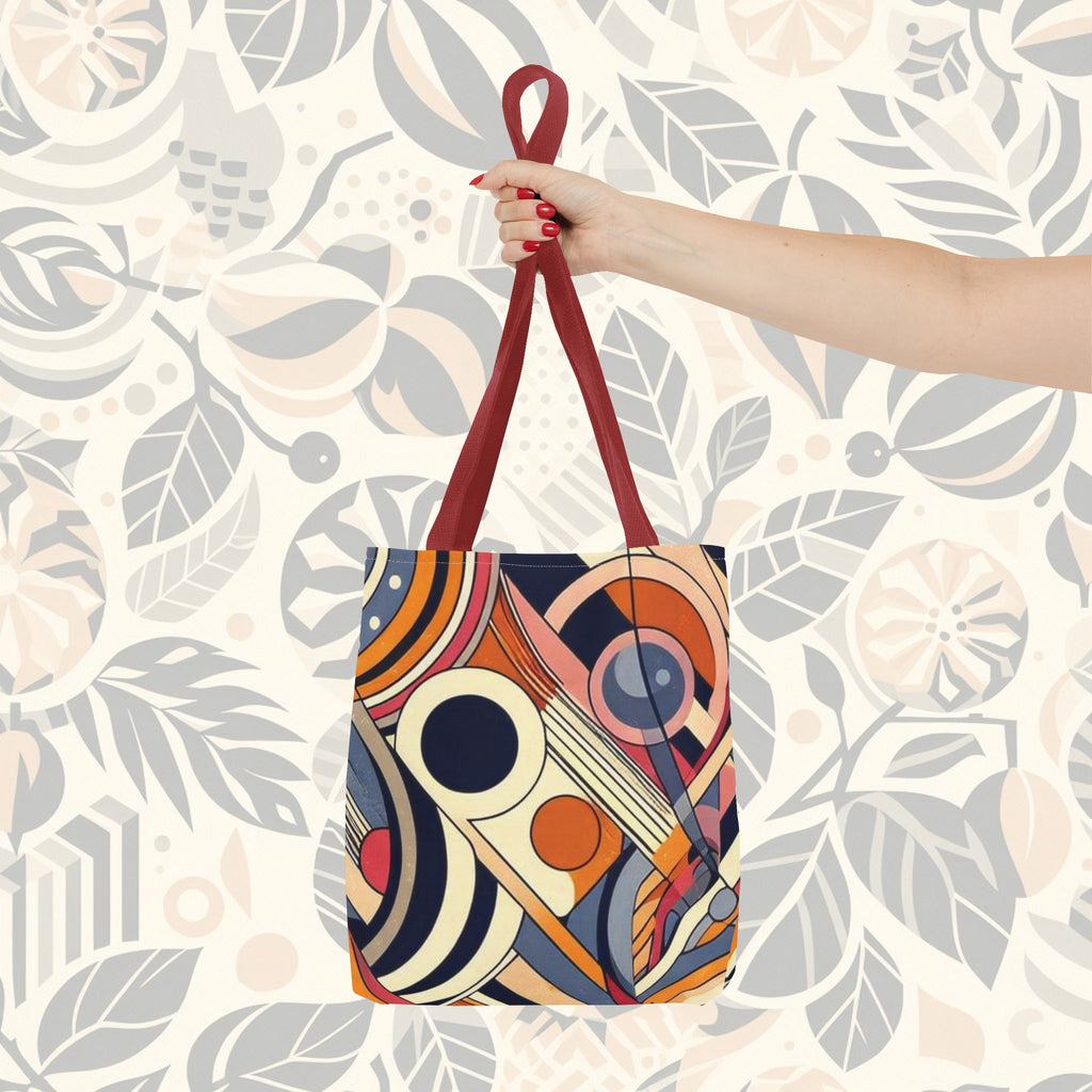 In circles: colorful rainbow tote bag