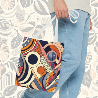 In circles: colorful rainbow tote bag