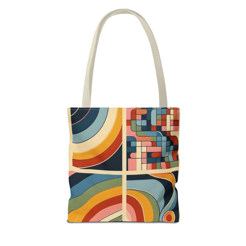 Squared and colorful rainbow pattern tote bag