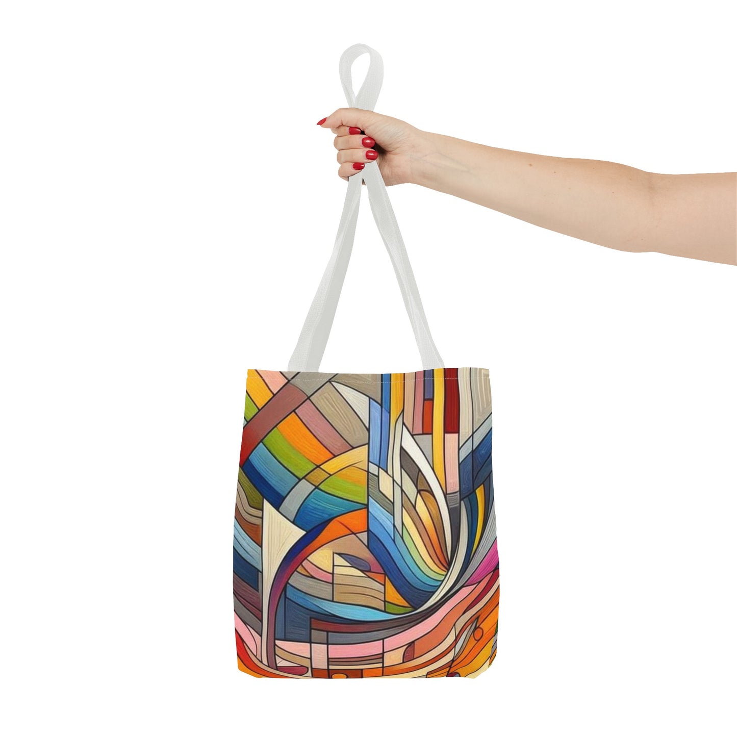 Modern colorful rainbow pattern tote bag