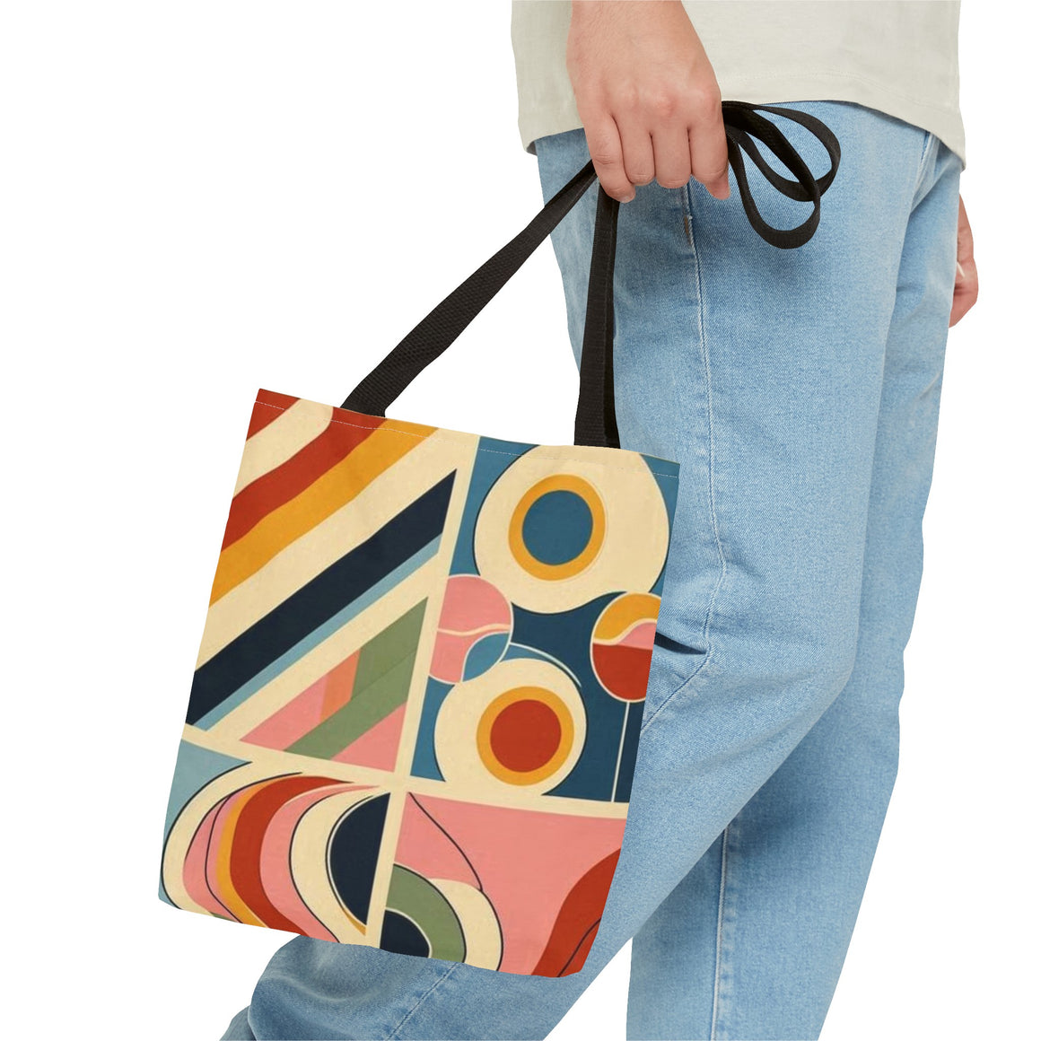 Squared and colorful rainbow pattern tote bag