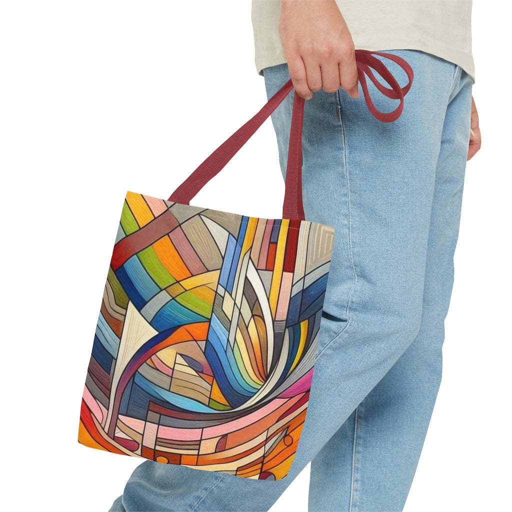 Modern colorful rainbow pattern tote bag