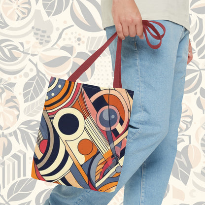 In circles: colorful rainbow tote bag