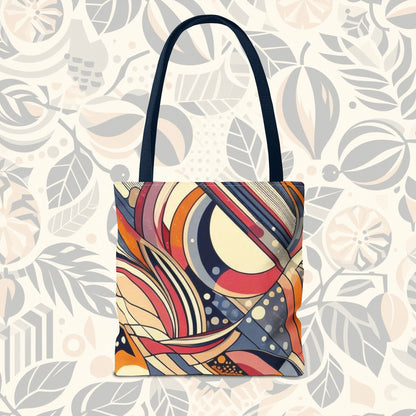 In circles: colorful rainbow tote bag