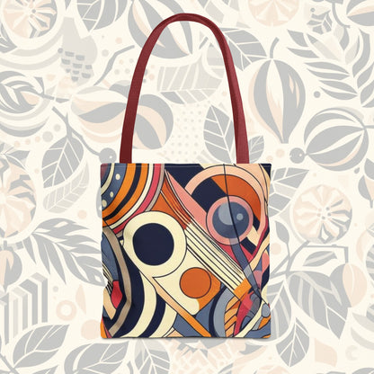 In circles: colorful rainbow tote bag