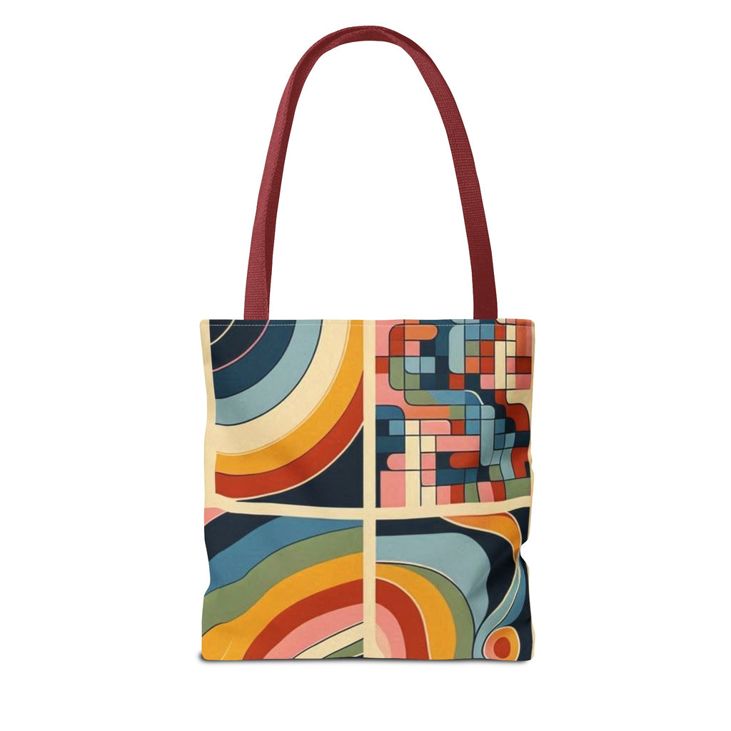 Squared and colorful rainbow pattern tote bag