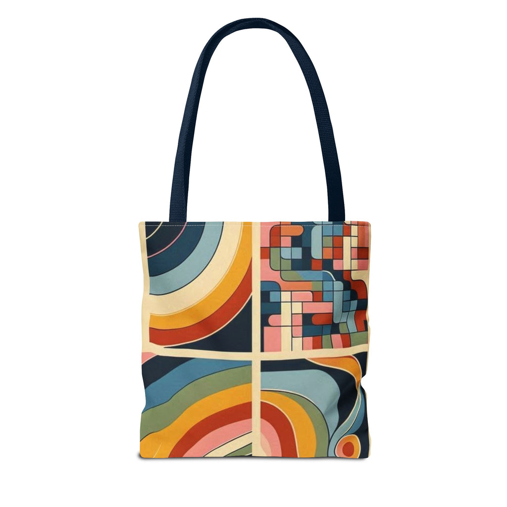 Squared and colorful rainbow pattern tote bag