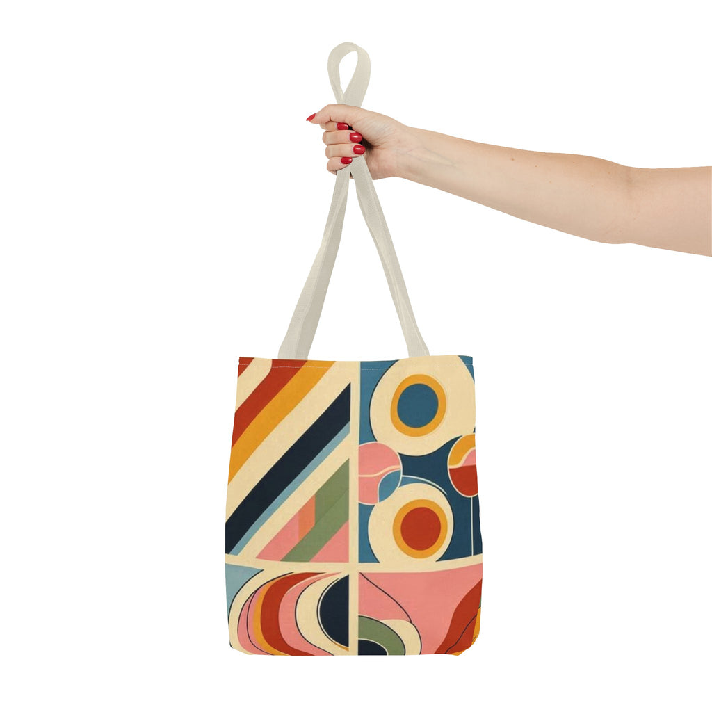 Squared and colorful rainbow pattern tote bag