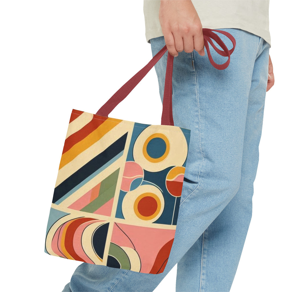 Squared and colorful rainbow pattern tote bag