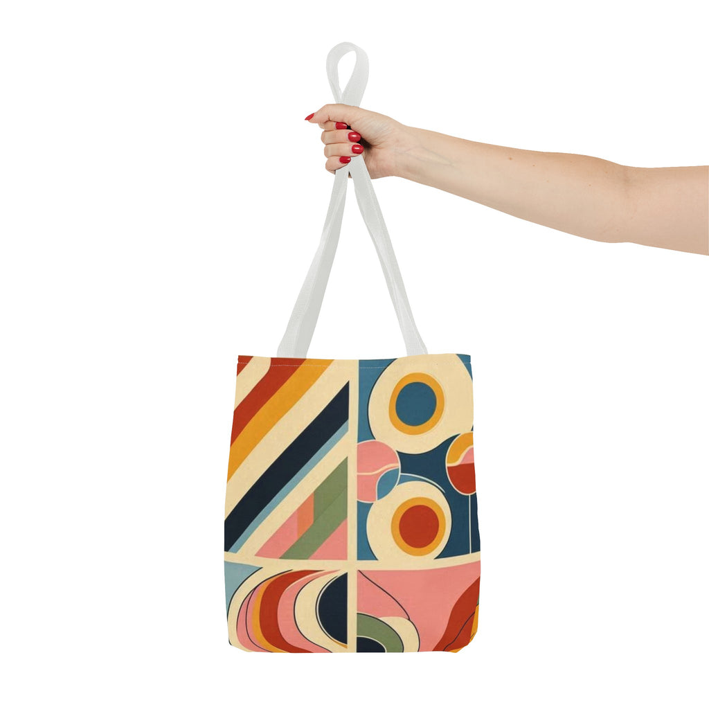 Squared and colorful rainbow pattern tote bag