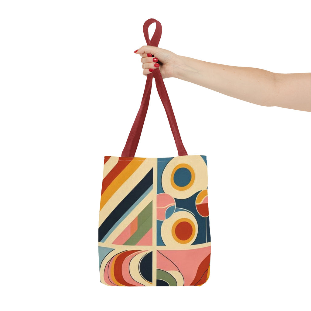 Squared and colorful rainbow pattern tote bag