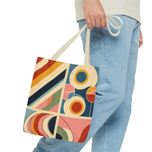 Squared and colorful rainbow pattern tote bag